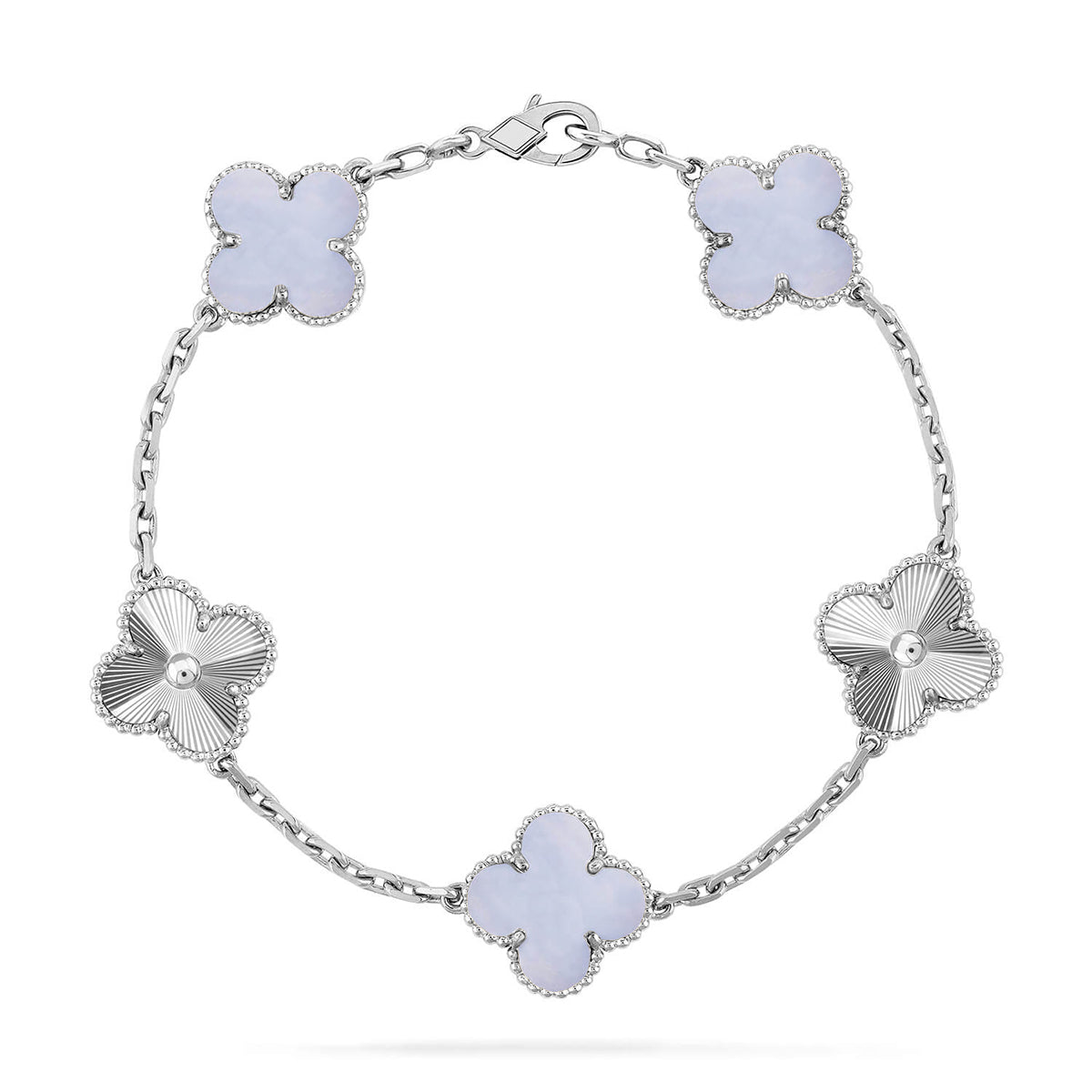 [LumiVibe] CLOVER 5 MOTIF PURPLE CHALCEDONY BRACELET COLLECTION