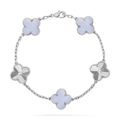[LumiVibe] CLOVER 5 MOTIF PURPLE CHALCEDONY BRACELET COLLECTION