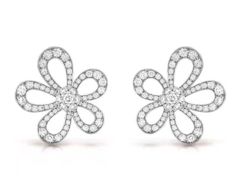 [LumiVibe]FLOWERLACE EARRINGS FULL DIAMONDS