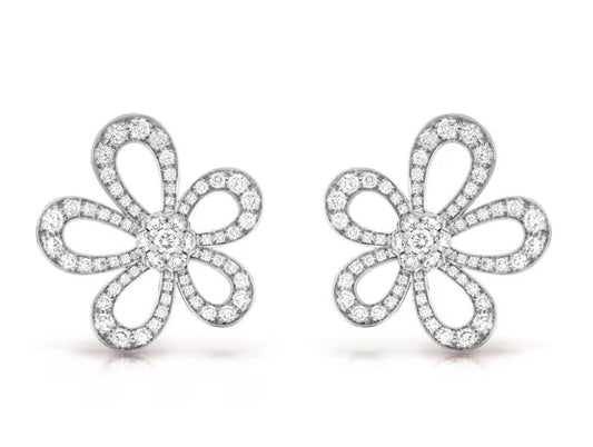 [LumiVibe]FLOWERLACE EARRINGS FULL DIAMONDS