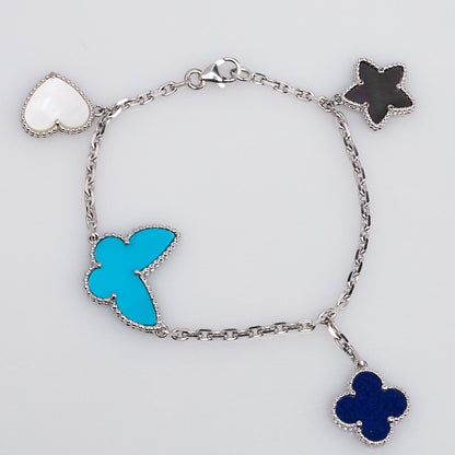 [LumiVibe]LUCKY SPRING SILVER BRACELET 4 MOTIF