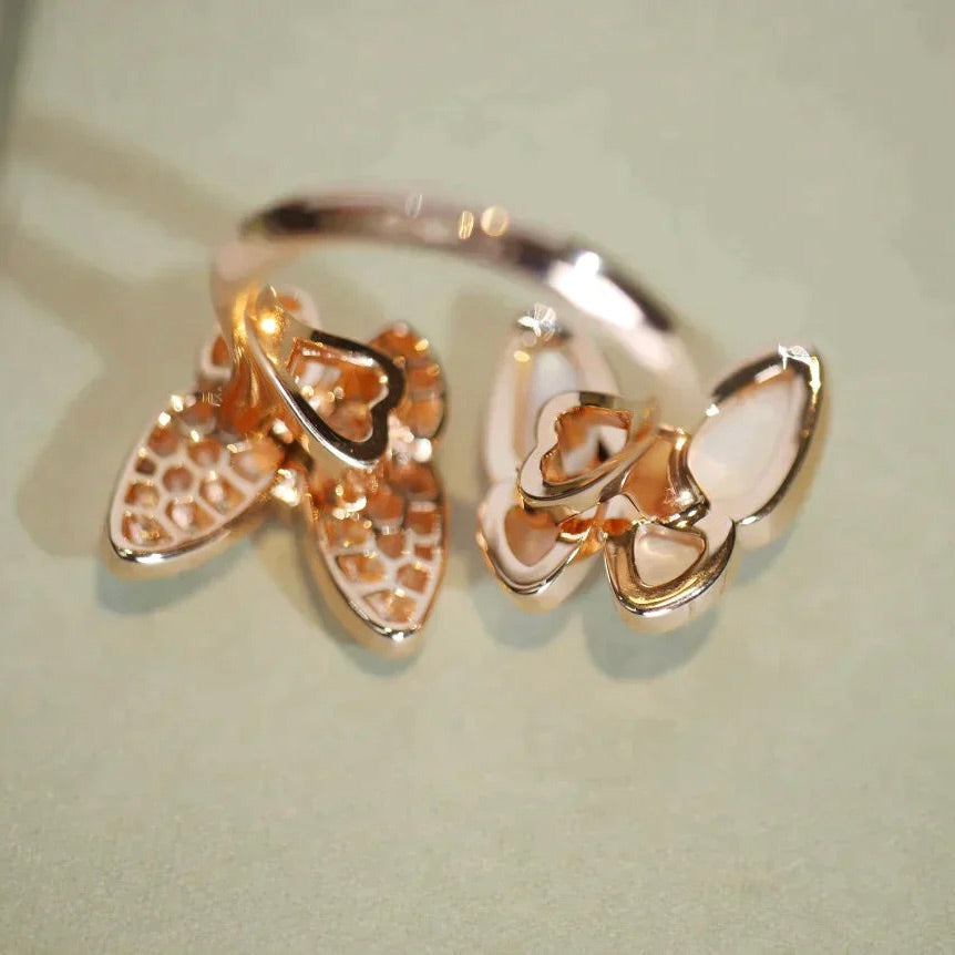 [LumiVibe]TWIN BUTTERFLY DIAMOND MOP RING
