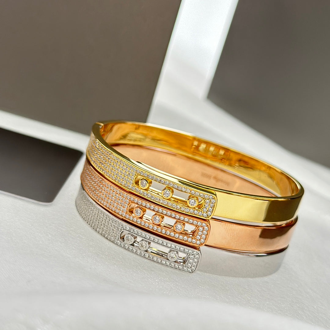 [LumiVibe]Move Noa Rose Gold Pavé Diamond Bangle Bracelet