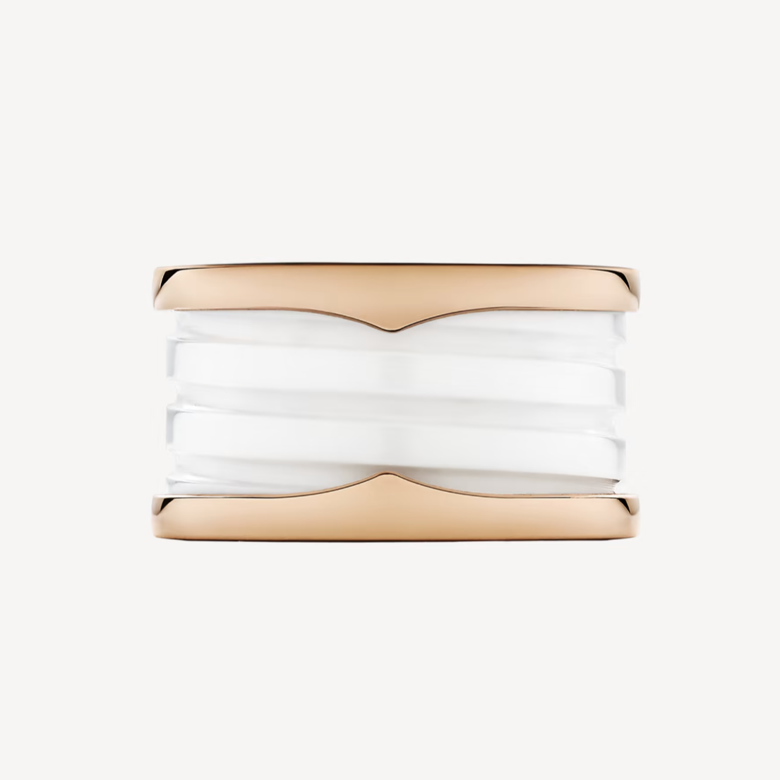 [LumiVibe]ZERO 1 FOUR-BAND LOOPS AND WHITE CERAMIC SPIRAL PINK GOLD RING
