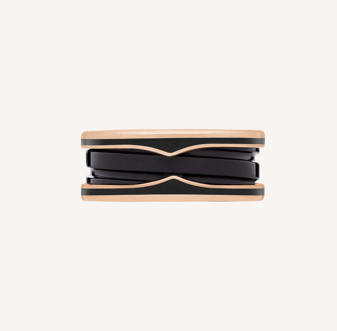 [LumiVibe]ZERO 1 TWO-BAND WITH MATTE BLACK CERAMIC PINK GOLD RING