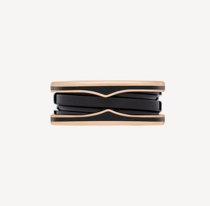 [LumiVibe]ZERO 1 TWO-BAND WITH MATTE BLACK CERAMIC PINK GOLD RING