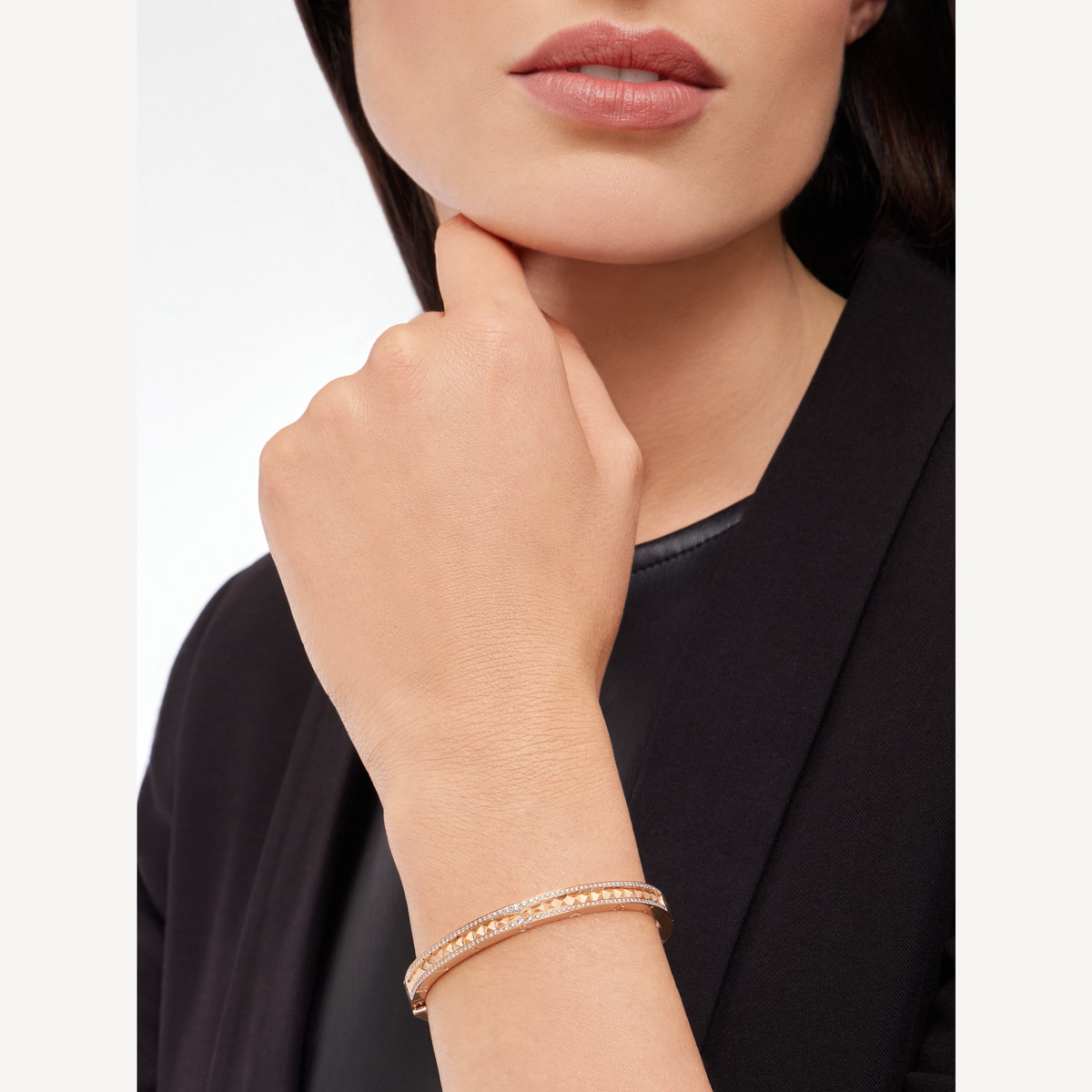 [LumiVibe]ZERO 1 SPIRAL AND PAVED DIAMOND PINK GOLD BRACELET