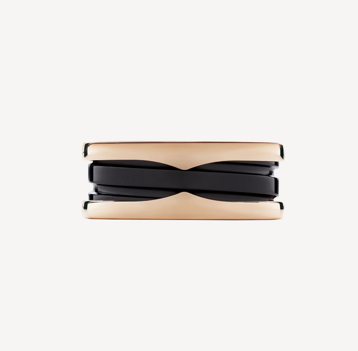 [LumiVibe]ZERO 1 TWO-BAND LOOPS AND BLACK CERAMIC PINK GOLD RING