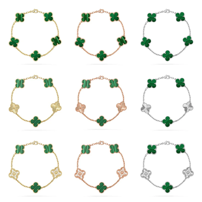 [LumiVibe] CLOVER 5 MOTIF MALACHITE BRACELET COLLECTION