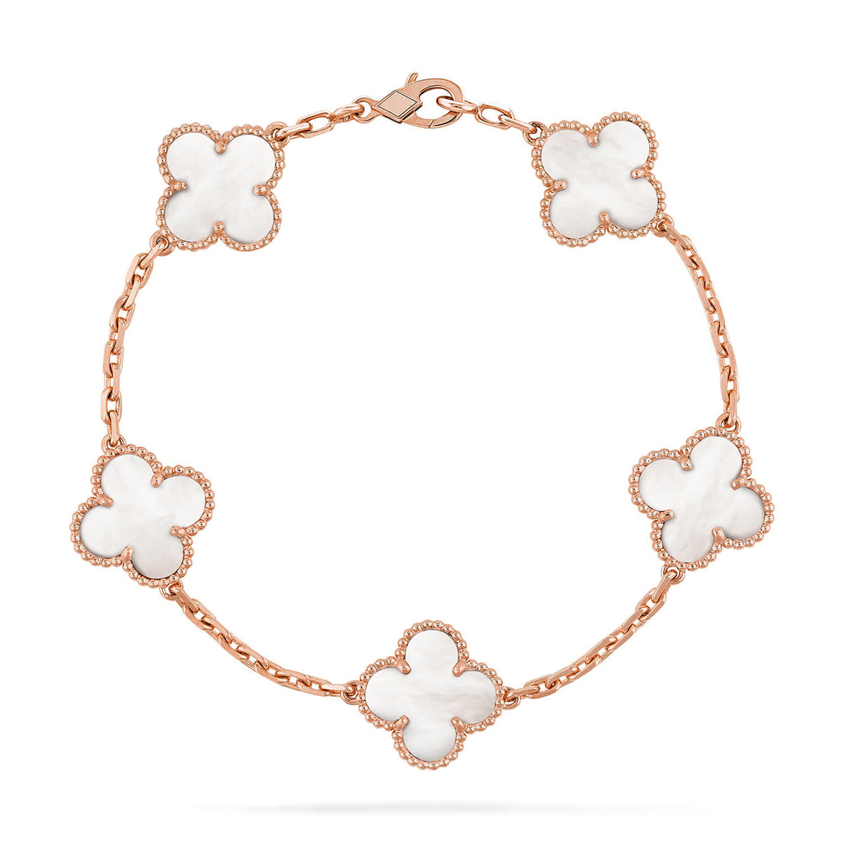[LumiVibe]CLOVER WHITE PEARL MOP 5 MOTIF BRACELET COLLECTION