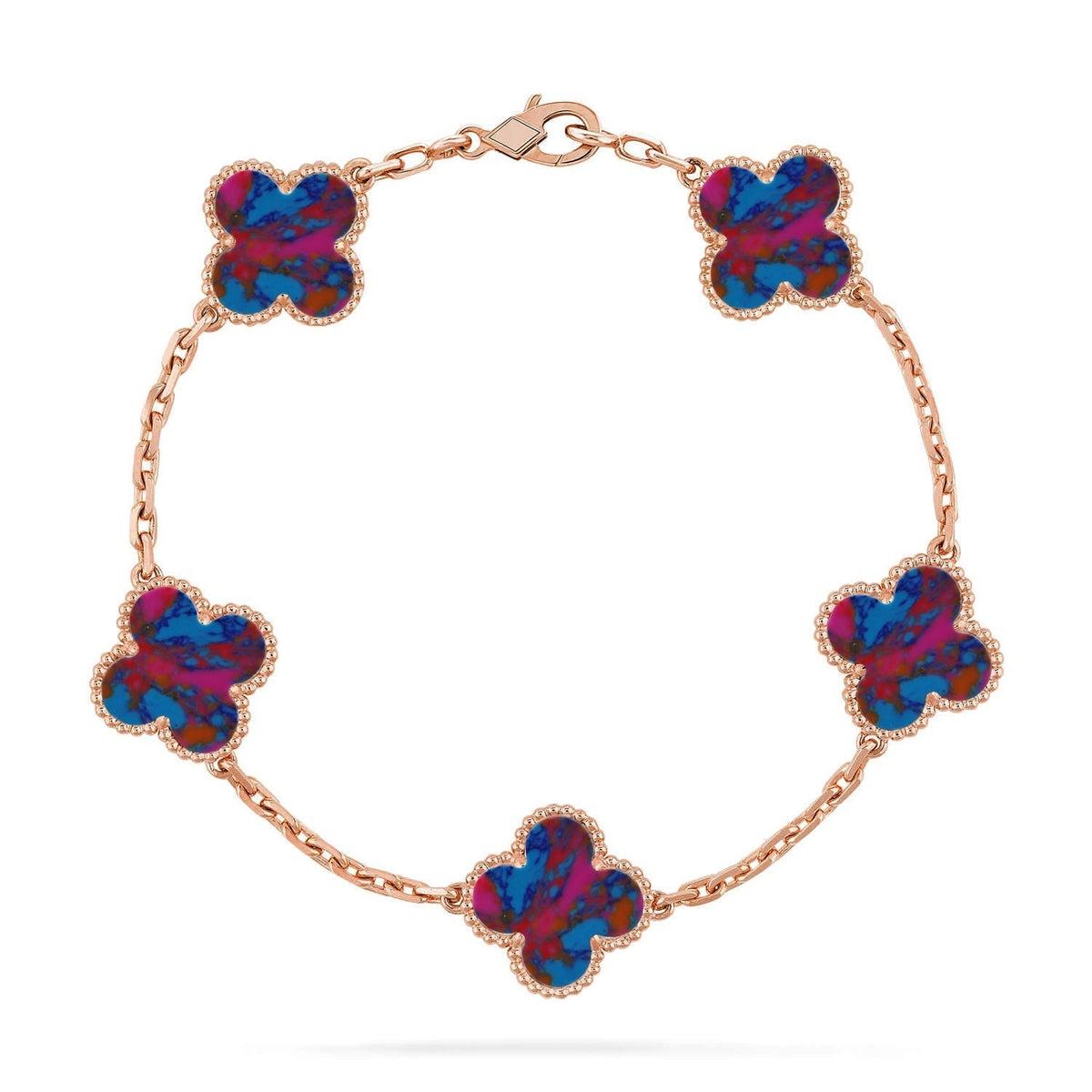 [LumiVibe]CLOVER 5 MOTIF COLOR GEMSTONES BRACELET COLLECTION