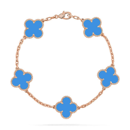 [LumiVibe] CLOVER 5 MOTIF BLUE AGATE BRACELET COLLECTION