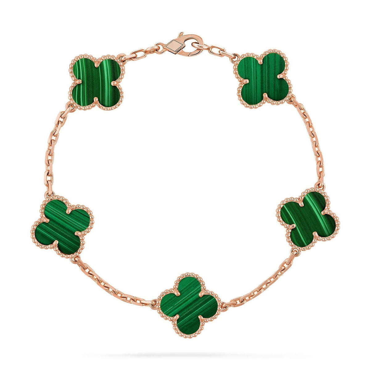 [LumiVibe] CLOVER 5 MOTIF MALACHITE BRACELET COLLECTION