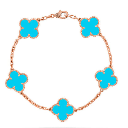 [LumiVibe] CLOVER 5 MOTIF TURQUOISE BRACELET COLLECTION