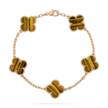 [LumiVibe] CLOVER 5 MOTIFS TIGER EYE BRACELET COLLECTION