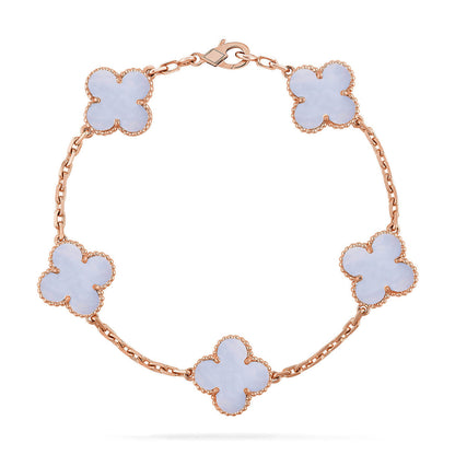 [LumiVibe] CLOVER 5 MOTIF PURPLE CHALCEDONY BRACELET COLLECTION
