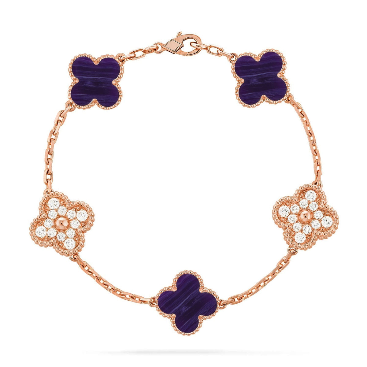 [LumiVibe]CLOVER 5 MOTIF PURPLE STRIPES BRACELET COLLECTION