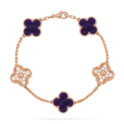[LumiVibe]CLOVER 5 MOTIF PURPLE STRIPES BRACELET COLLECTION