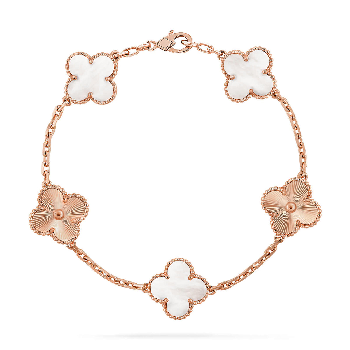 [LumiVibe]CLOVER WHITE PEARL MOP 5 MOTIF BRACELET COLLECTION