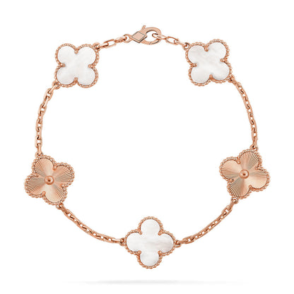 [LumiVibe]CLOVER WHITE PEARL MOP 5 MOTIF BRACELET COLLECTION