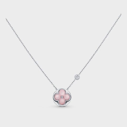 [LumiVibe]SUN MOTIF PINK MOP SILVER BRACELET