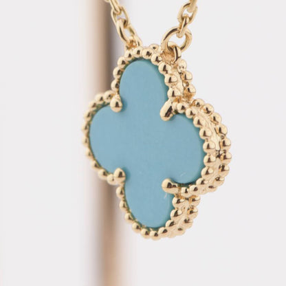 [LumiVibe]CLOVER 15MM VINTAGE TURQUOISE NECKLACE