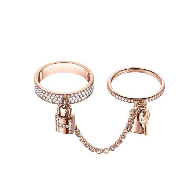 [LumiVibe]HM KELLY CLOCHETTE DOUBLE RING IN  WITH DIAMONDS