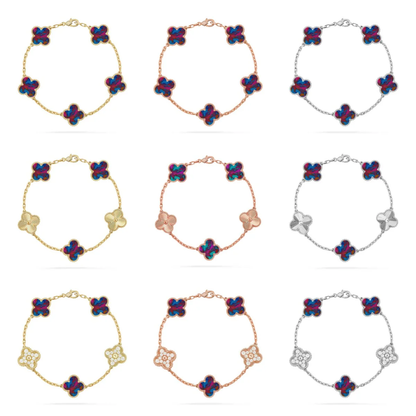 [LumiVibe]CLOVER 5 MOTIF COLOR GEMSTONES BRACELET COLLECTION