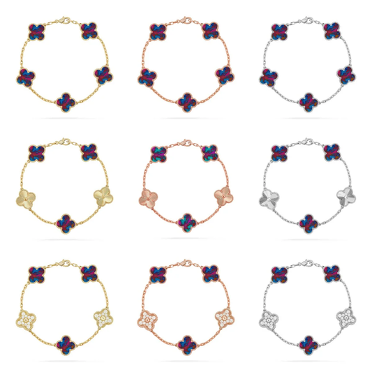 [LumiVibe]CLOVER 5 MOTIF COLOR GEMSTONES BRACELET COLLECTION