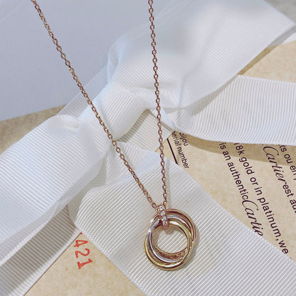 [LumiVibe]TRINITY NECKLACE GOLD  DIAMONDS