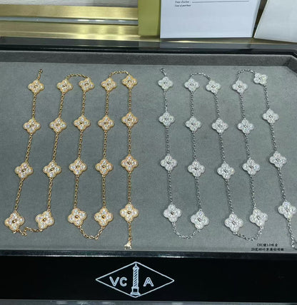 [LumiVibe]CLOVER 20 MOTIFS FULL-DIAMOND NECKLACE