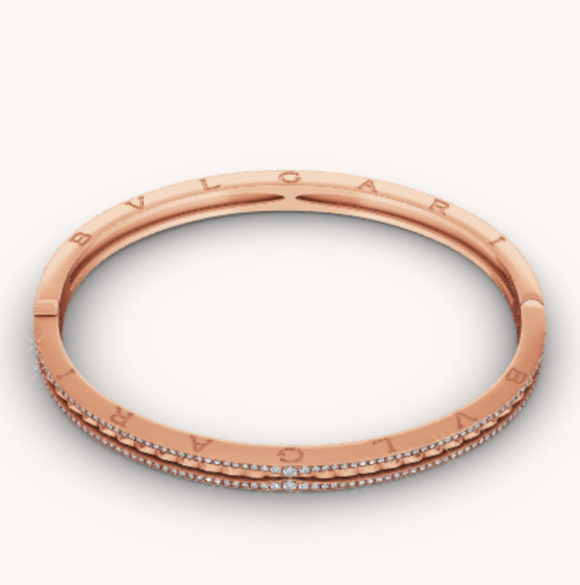 [LumiVibe]ZERO 1 SPIRAL AND PAVED DIAMOND PINK GOLD BRACELET