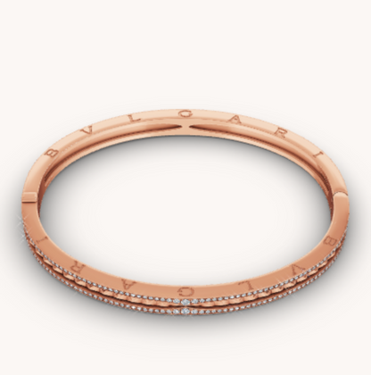 [LumiVibe]ZERO 1 SPIRAL AND PAVED DIAMOND PINK GOLD BRACELET