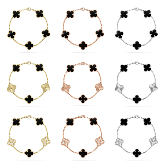 [LumiVibe] CLOVER 5 MOTIF ONYXS BRACELET COLLECTION
