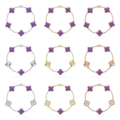 [LumiVibe]CLOVER 5 MOTIF LIGHT PURPLE BRACELET COLLECTION