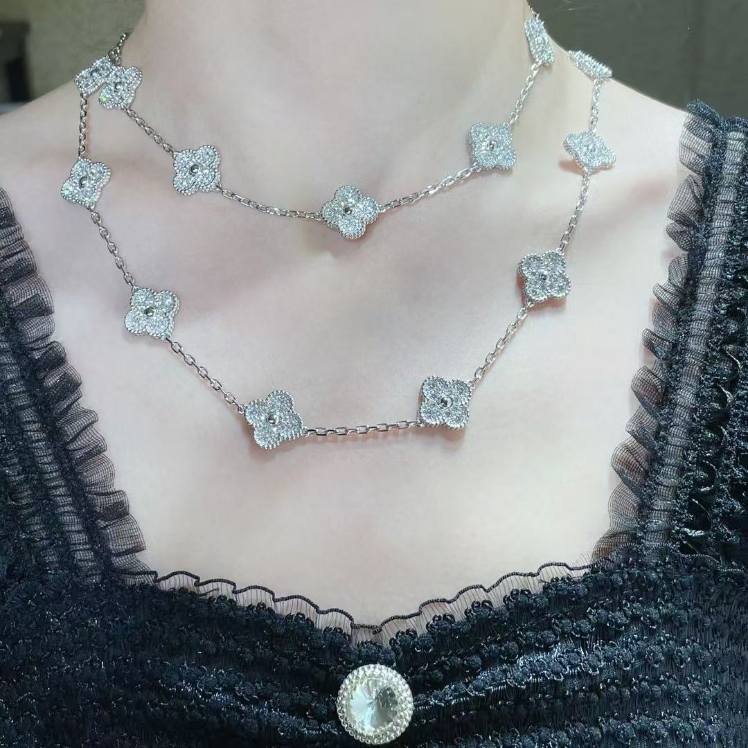 [LumiVibe]CLOVER 20 MOTIFS FULL-DIAMOND NECKLACE