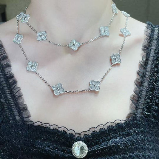 [LumiVibe]CLOVER 20 MOTIFS FULL-DIAMOND NECKLACE