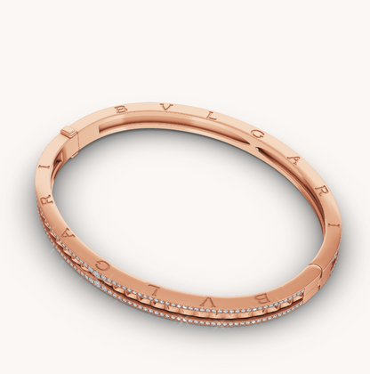 [LumiVibe]ZERO 1 SPIRAL AND PAVED DIAMOND PINK GOLD BRACELET