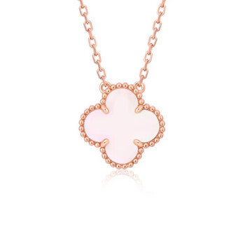 [LumiVibe]CLOVER 15MM PINK MOTHER-OF-PEARL SINGLE FLOWER NECKLACE