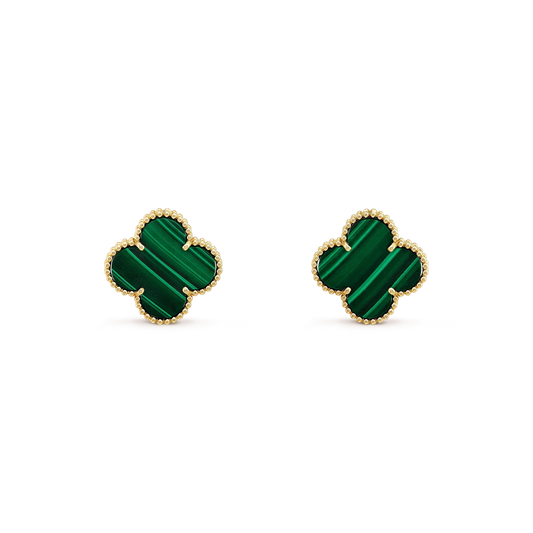 [LumiVibe]CLOVER MINI 9.5MM MALACHITE  EARRINGS