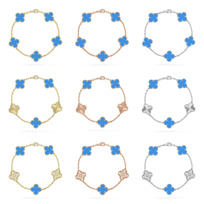 [LumiVibe] CLOVER 5 MOTIF BLUE AGATE BRACELET COLLECTION