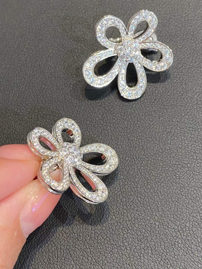 [LumiVibe]FLOWERLACE EARRINGS FULL DIAMONDS