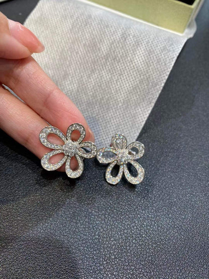 [LumiVibe]FLOWERLACE EARRINGS FULL DIAMONDS
