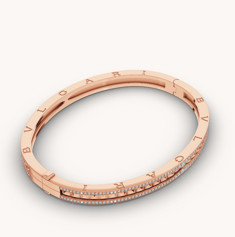 [LumiVibe]ZERO 1 SPIRAL AND PAVED DIAMOND PINK GOLD BRACELET