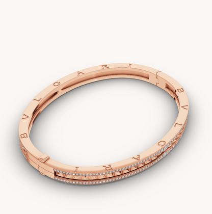 [LumiVibe]ZERO 1 SPIRAL AND PAVED DIAMOND PINK GOLD BRACELET