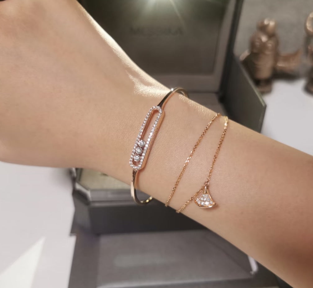 [LumiVibe]Move Pavé Diamond Bangle Bracelet M
