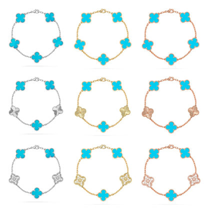 [LumiVibe] CLOVER 5 MOTIF TURQUOISE BRACELET COLLECTION
