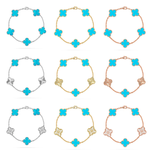 [LumiVibe] CLOVER 5 MOTIF TURQUOISE BRACELET COLLECTION