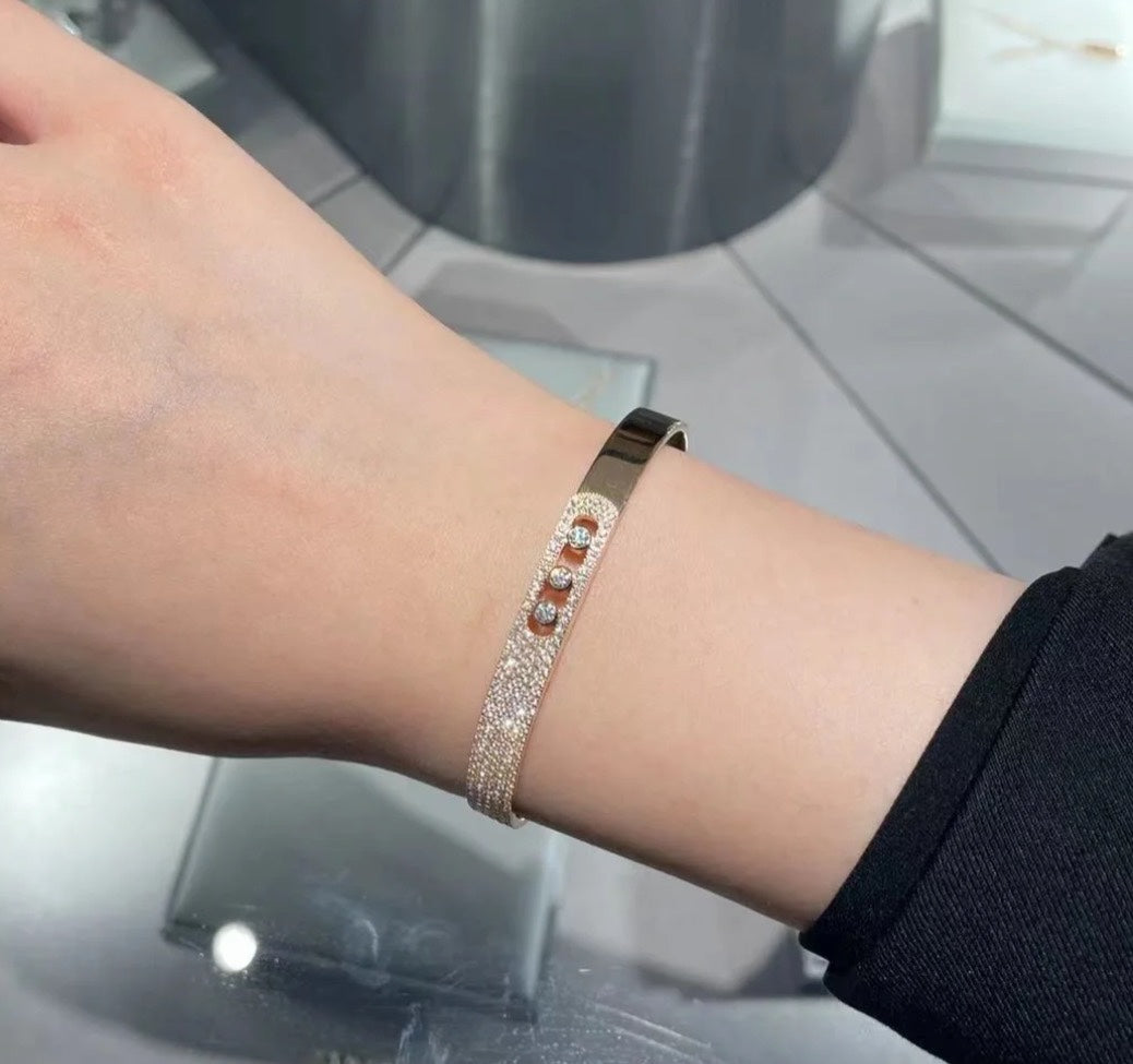 [LumiVibe]Move Noa Rose Gold Pavé Diamond Bangle Bracelet