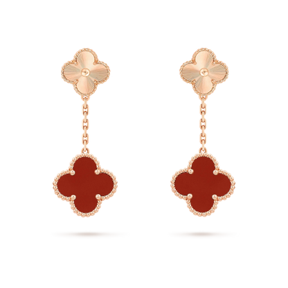 [LumiVibe]CLOVER 2 MOTIF  LASER CARNELIAN EARRINGS